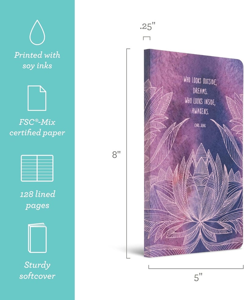 Compendium Softcover Journal – “Who looks outside, dreams. Who looks inside, awakens.”— A Write Now Journal with 128 Lined Pages, 5"W x 8"H - Image 2